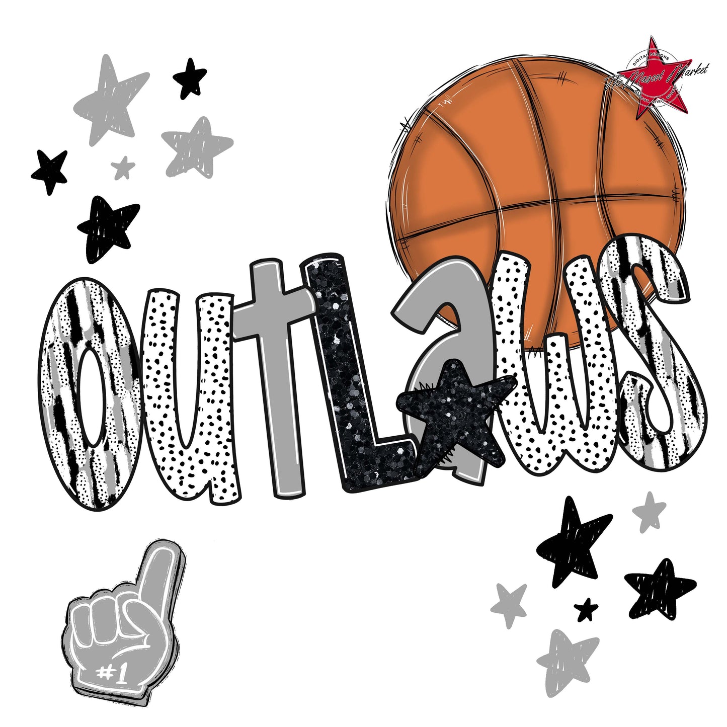 Outlaws Basketball Scrape-Grey