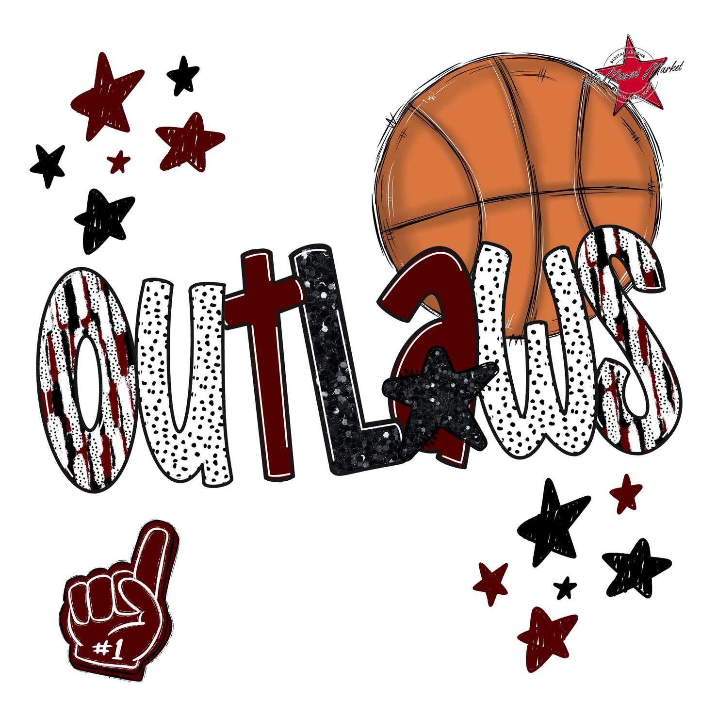 Outlaws Basketball Scrape-Maroon