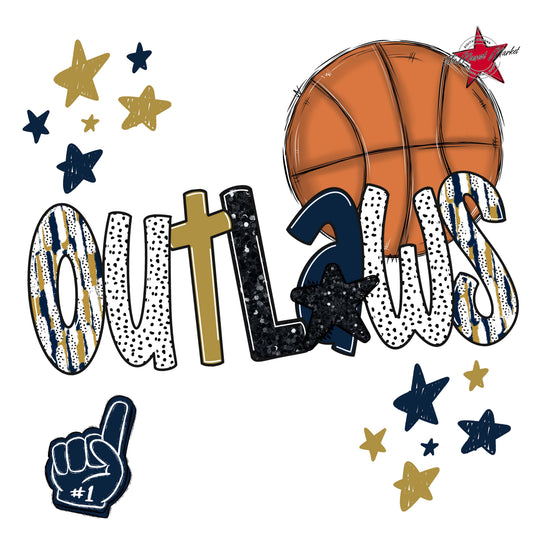 Outlaws Basketball Scrape-Navy & Gold