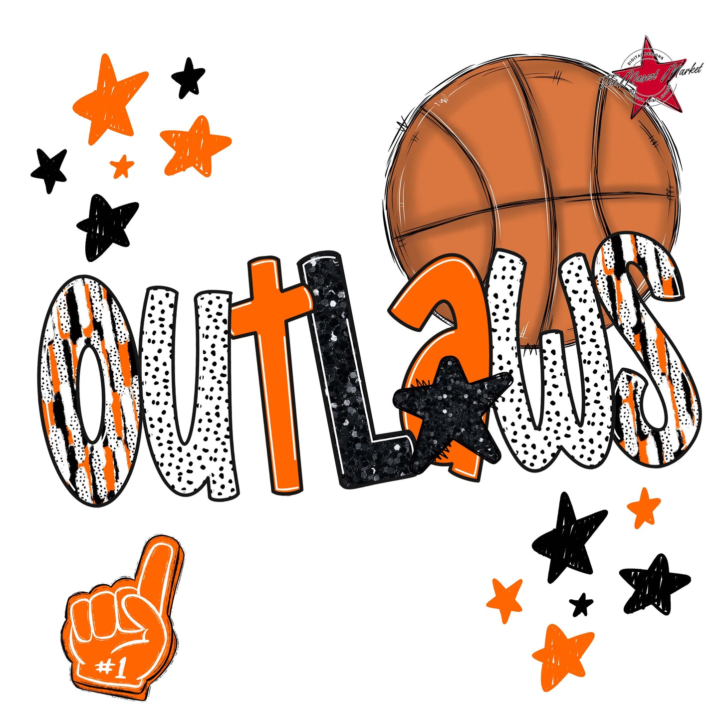 Outlaws Basketball Scrape-Orange
