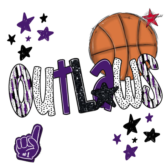 Outlaws Basketball Scrape-Purple