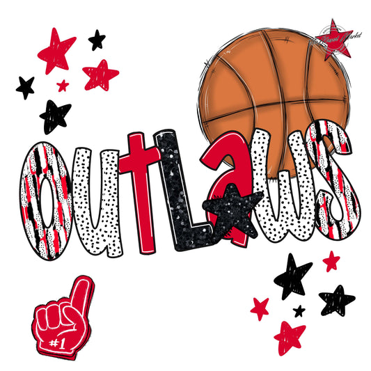 Outlaws Basketball Scrape-Red