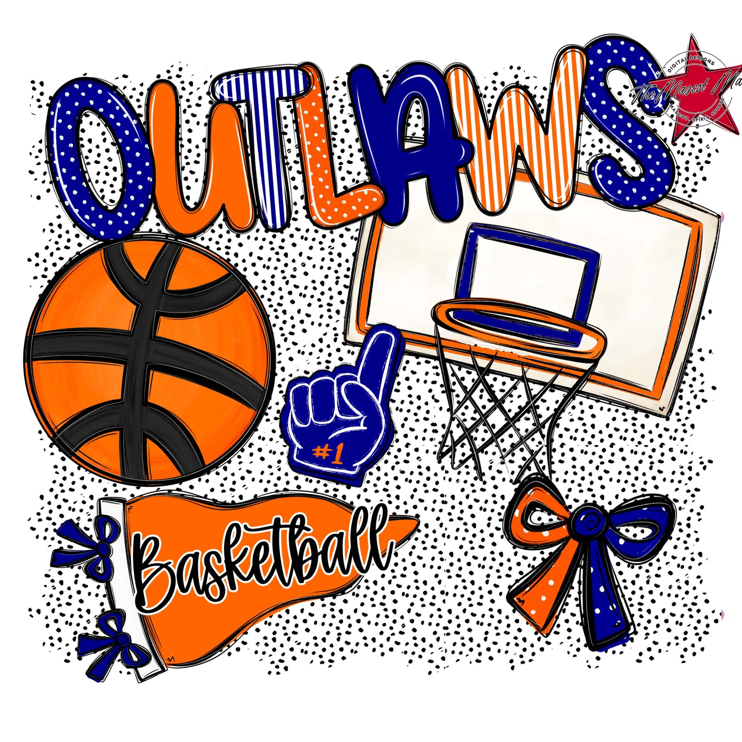 Outlaws Basketball Spirit-Blue & Orange