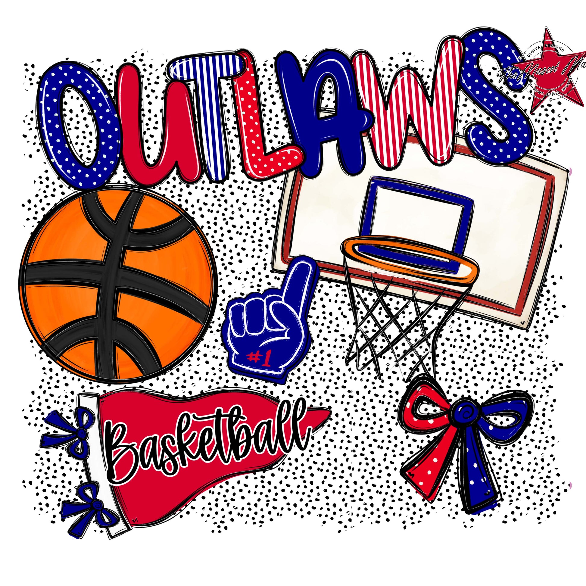 Outlaws Basketball Spirit-Blue & Red