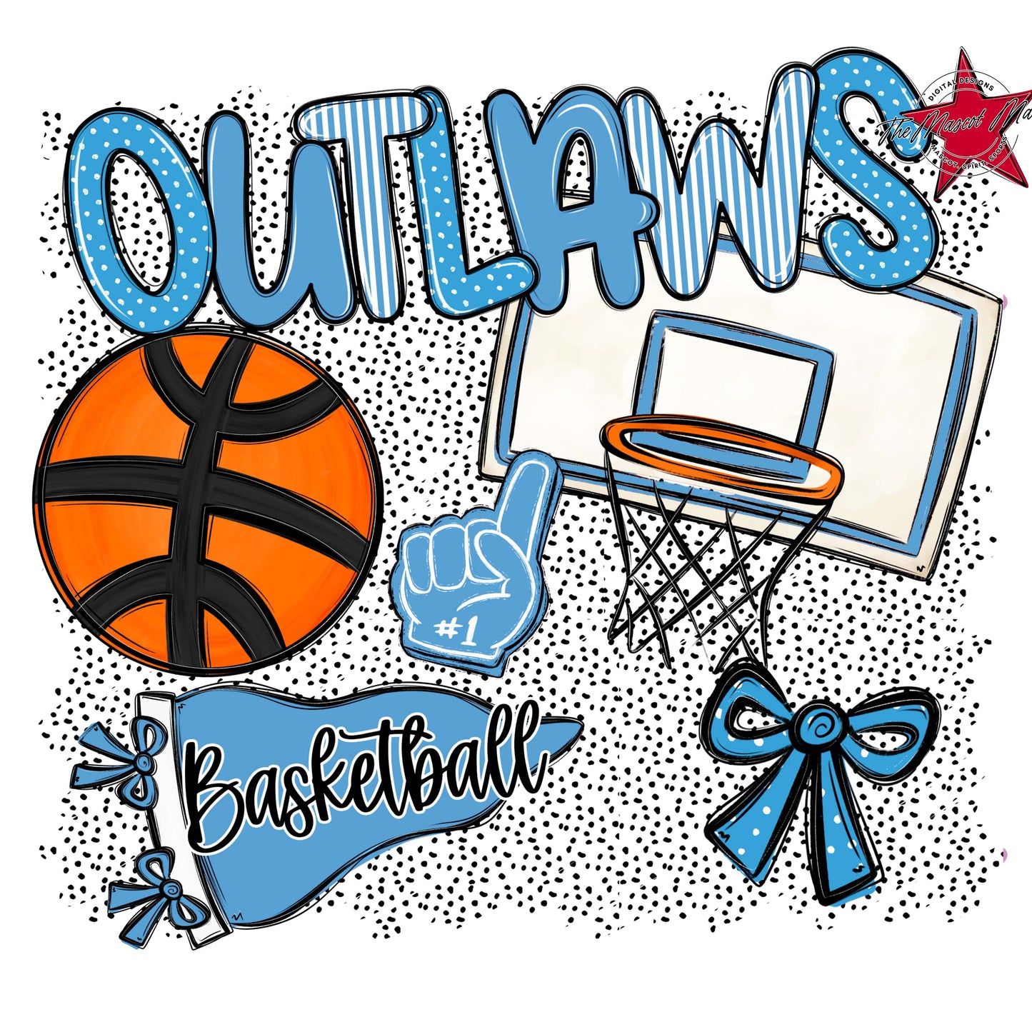Outlaws Basketball Spirit-Carolina Blue