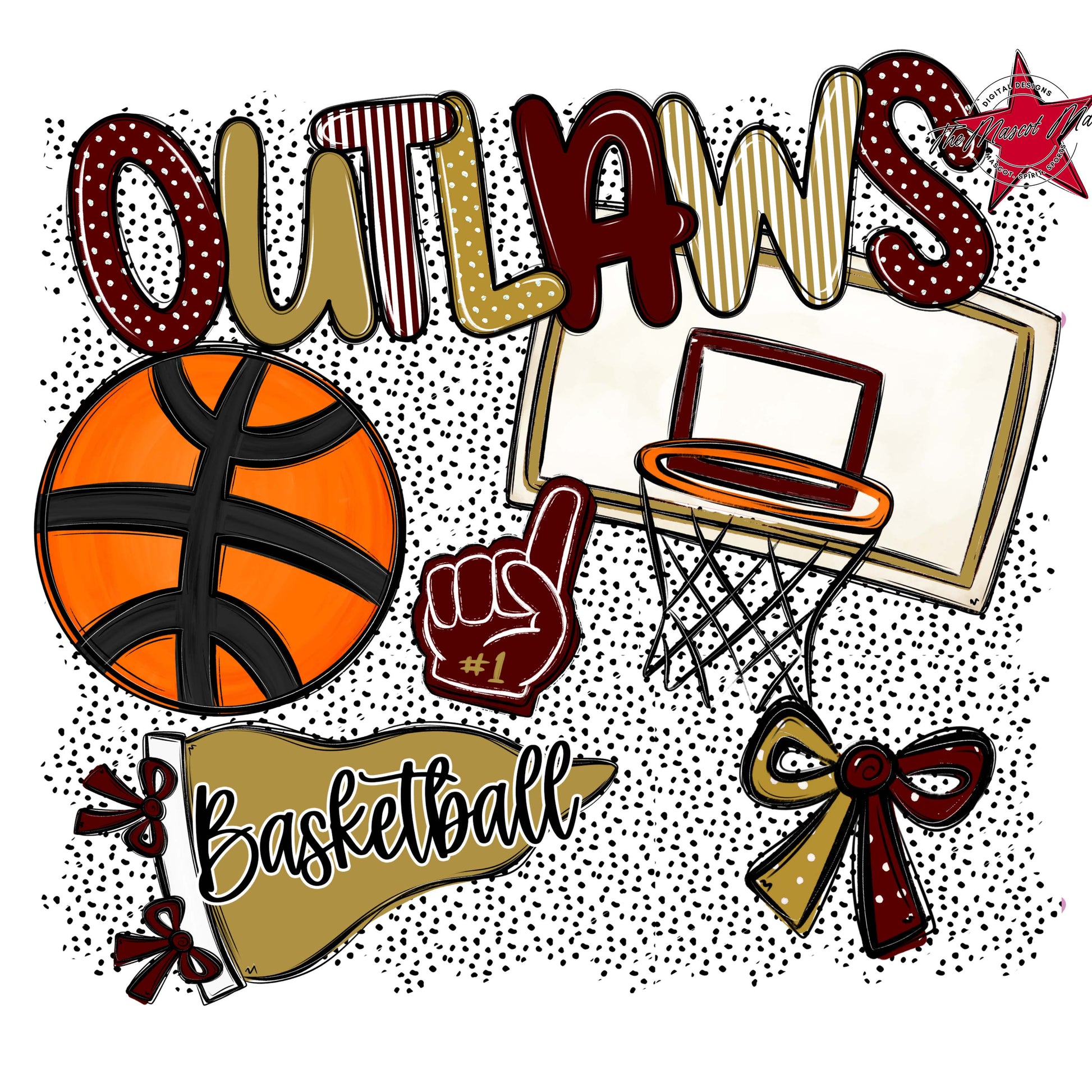 Outlaws Basketball Spirit-Maroon & Gold