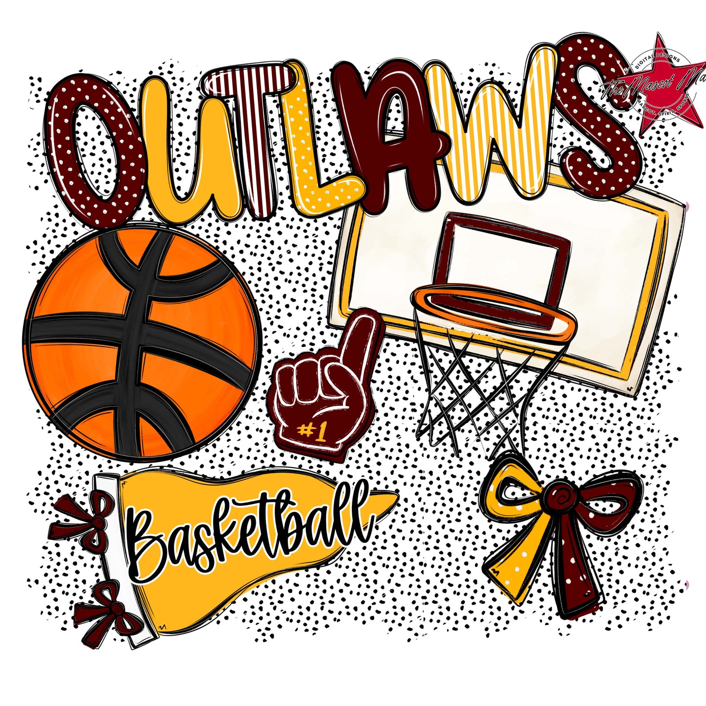 Outlaws Basketball Spirit-Maroon & Yellow