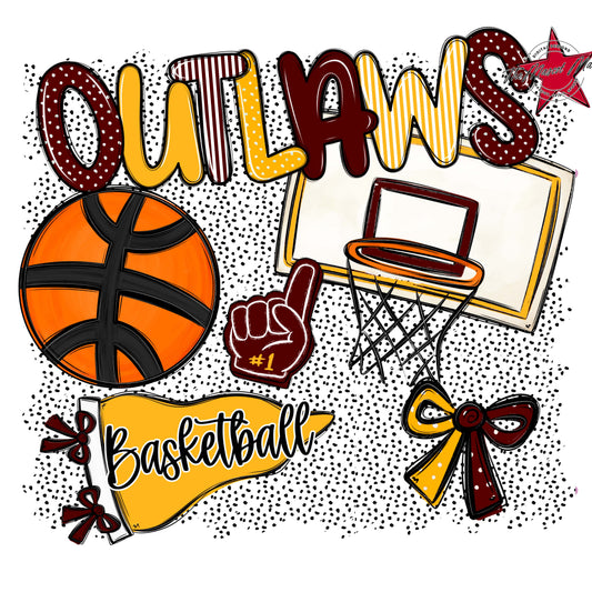 Outlaws Basketball Spirit-Maroon & Yellow