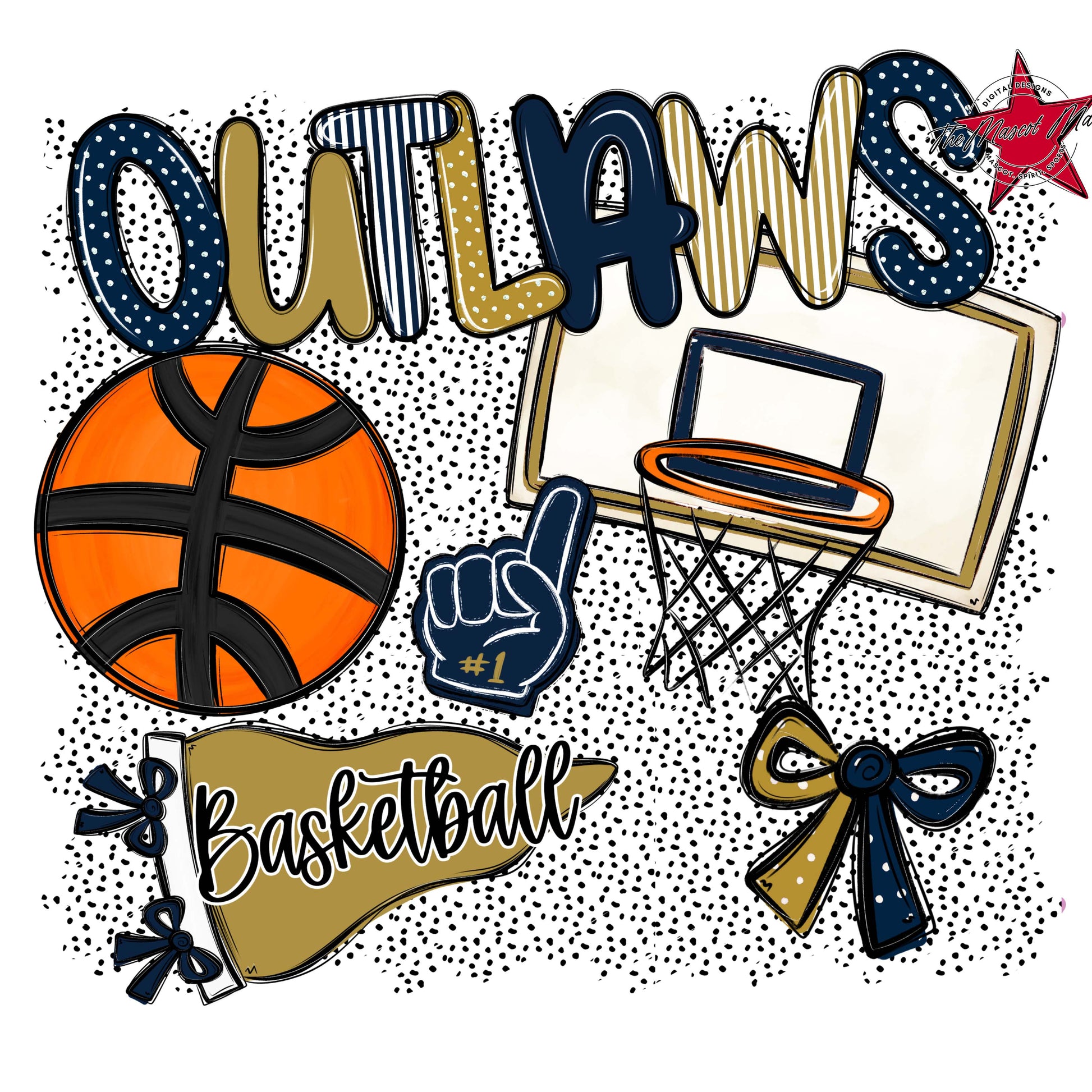 Outlaws Basketball Spirit-Navy & Gold