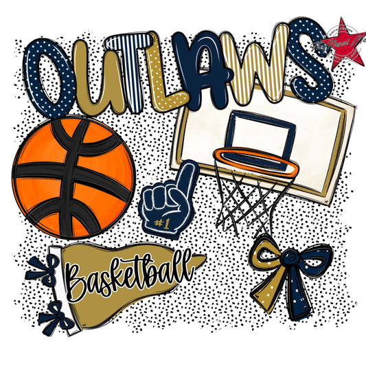 Outlaws Basketball Spirit-Navy & Gold