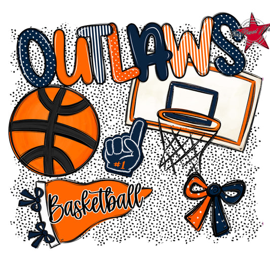 Outlaws Basketball Spirit-Navy & Orange