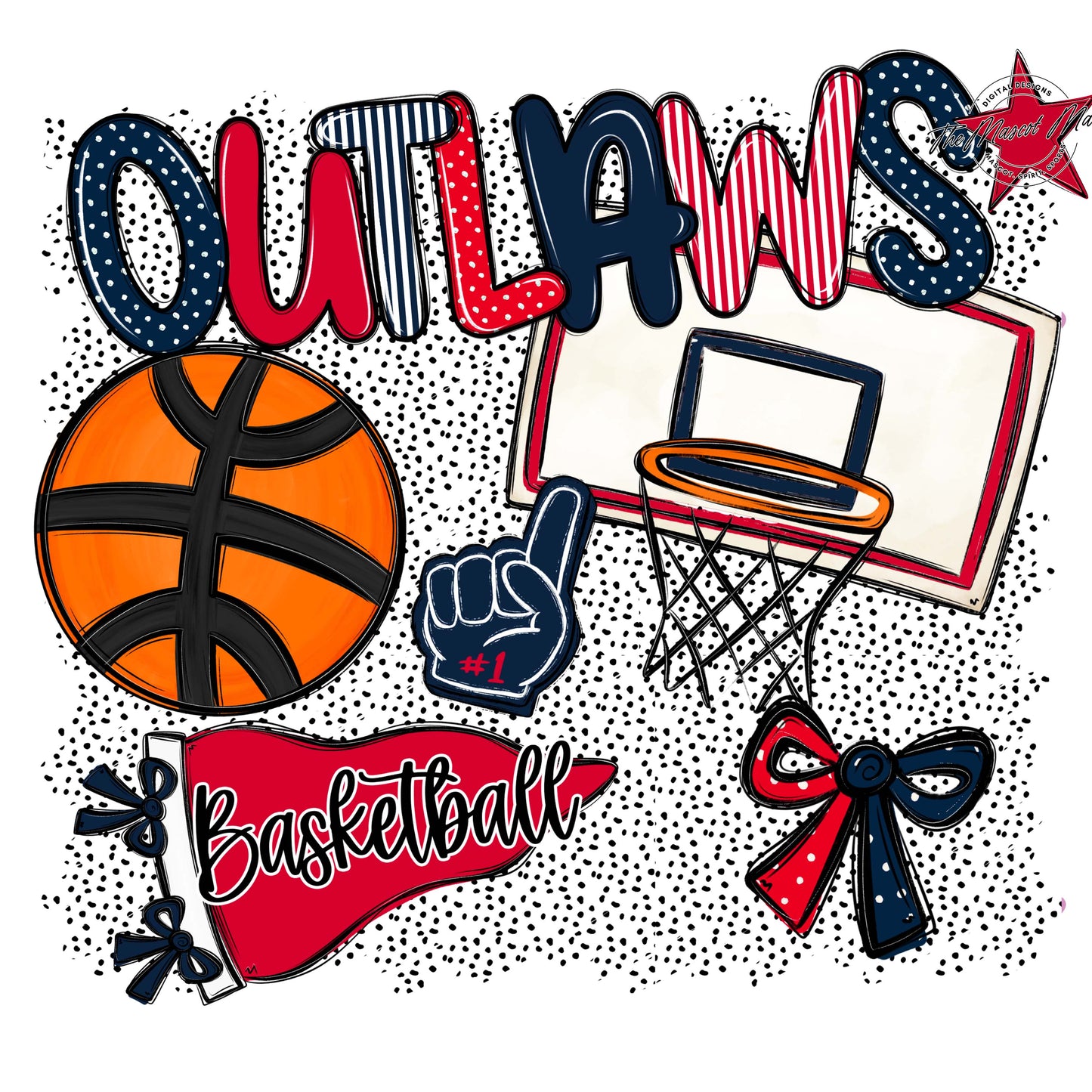 Outlaws Basketball Spirit-Navy & Red