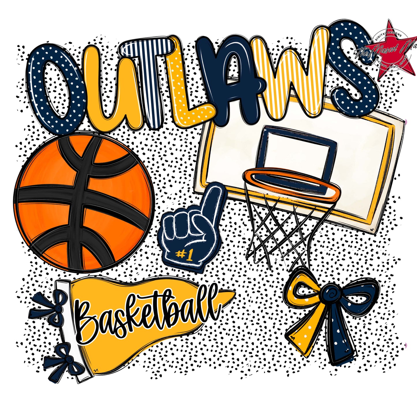 Outlaws Basketball Spirit-Navy & Yellow