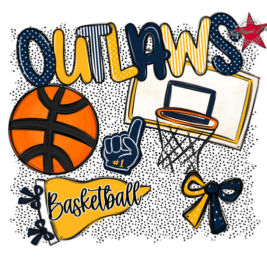 Outlaws Basketball Spirit-Navy & Yellow