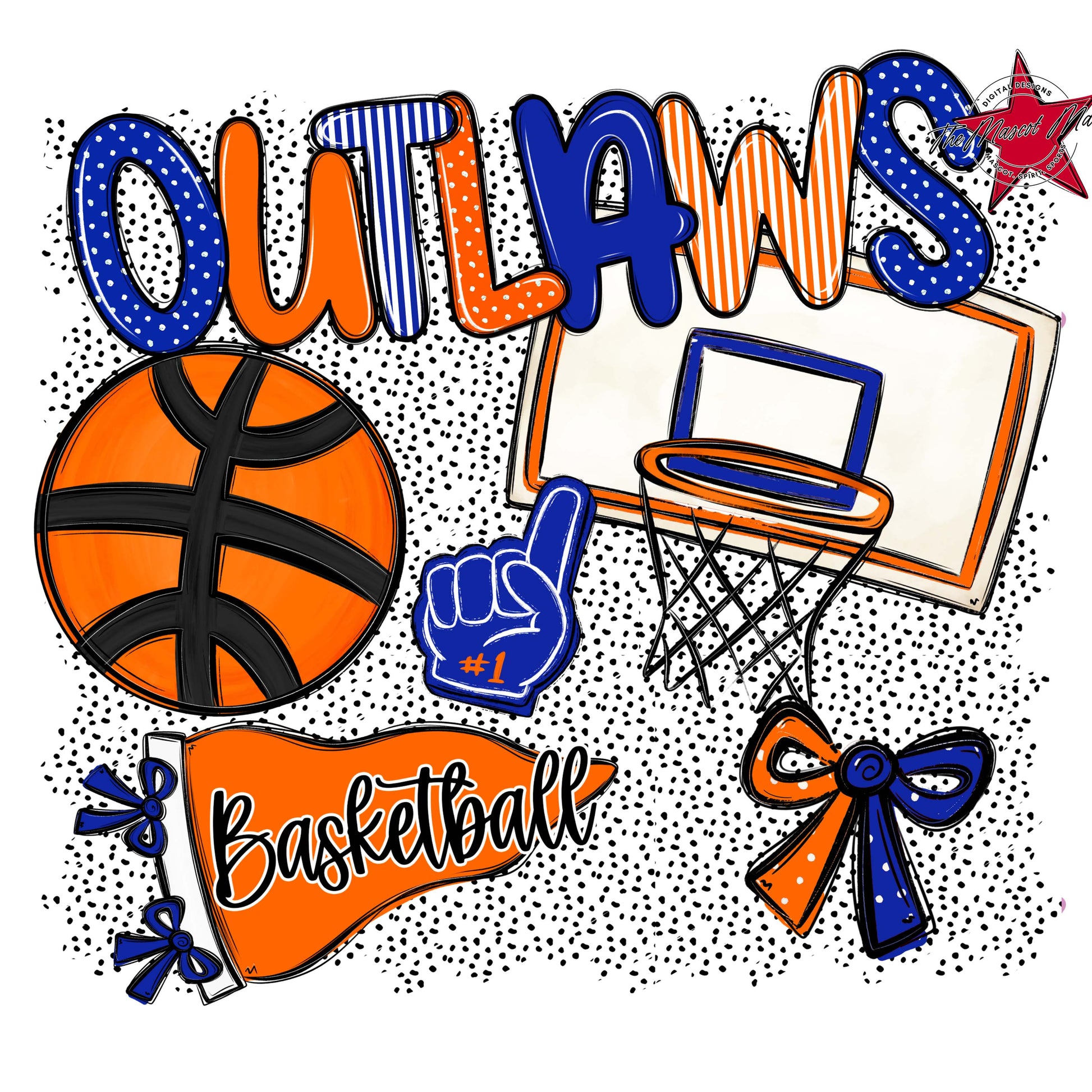 Outlaws Basketball Spirit-Royal Blue & Orange