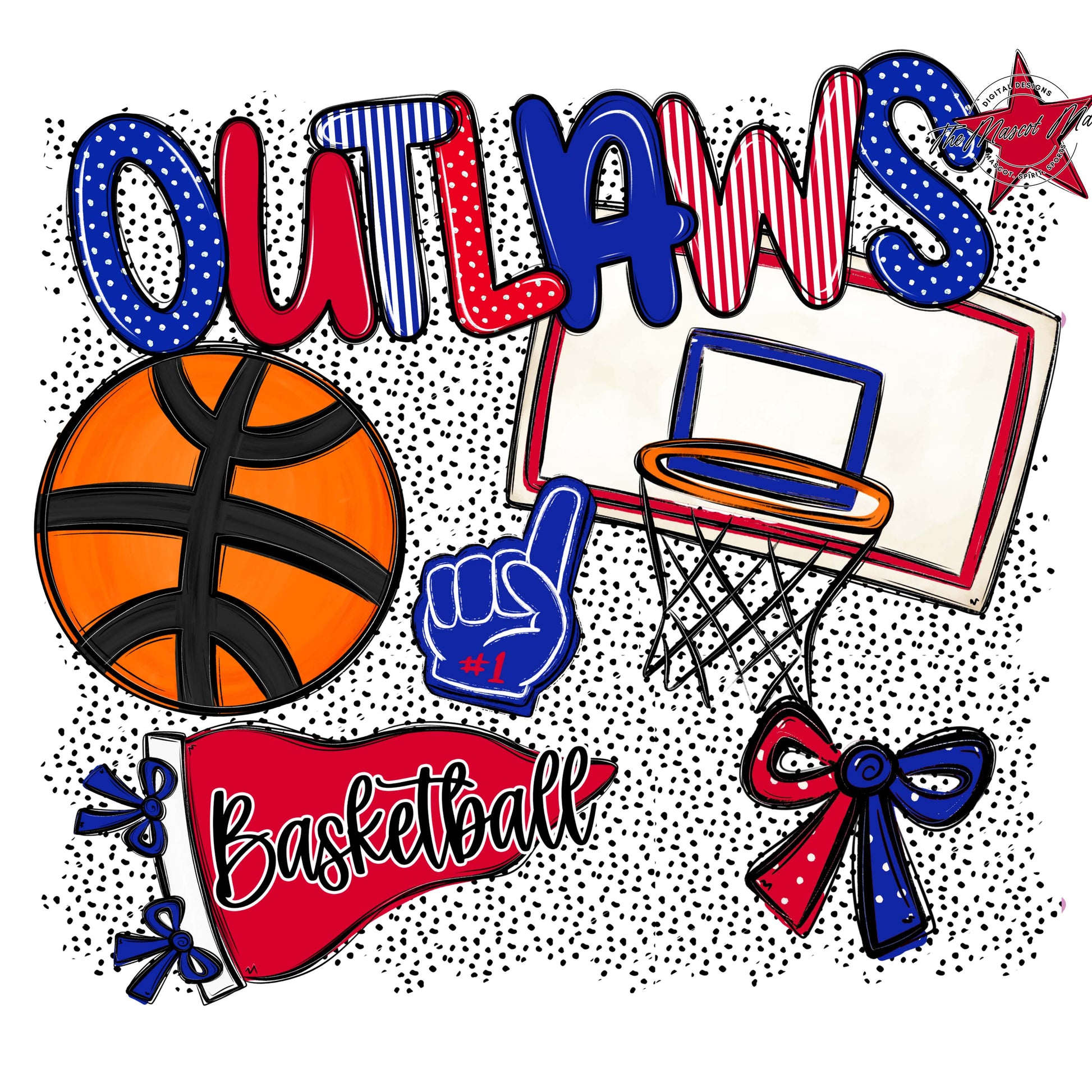Outlaws Basketball Spirit-Royal Blue & Red