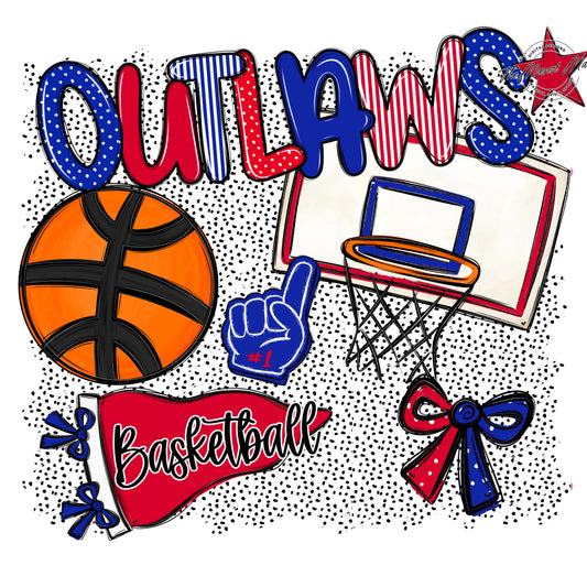 Outlaws Basketball Spirit-Royal Blue & Red