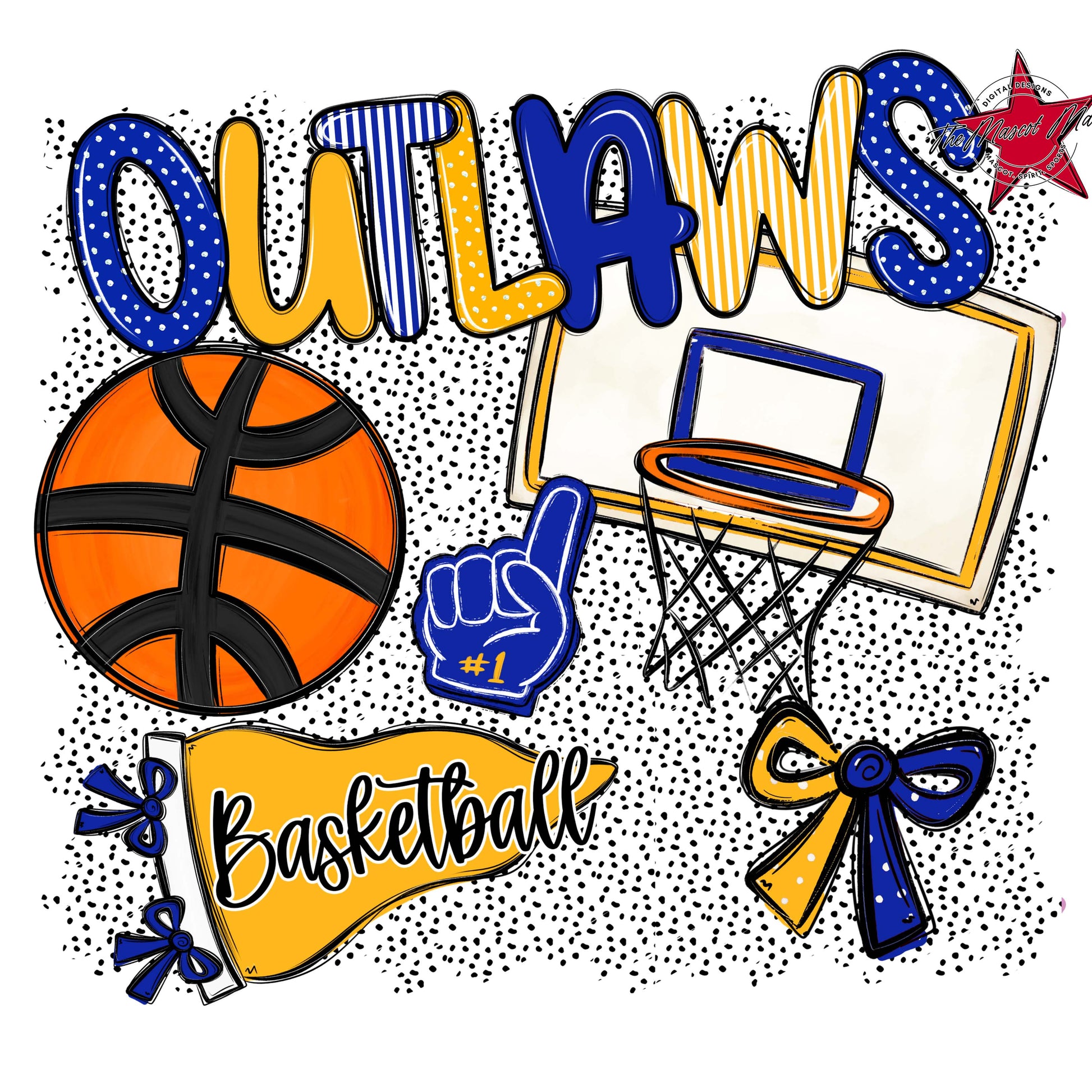 Outlaws Basketball Spirit-Royal Blue & Yellow