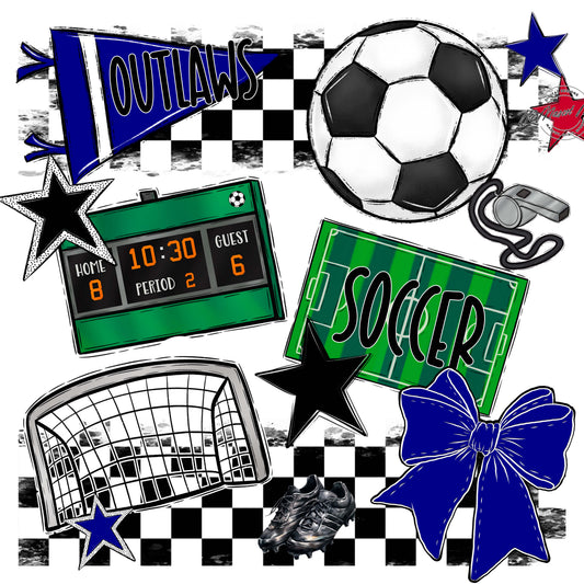 Outlaws Checkers Soccer Design-Blue