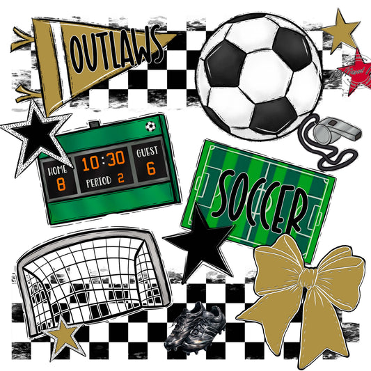 Outlaws Checkers Soccer Design-Gold