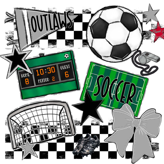 Outlaws Checkers Soccer Design-Grey