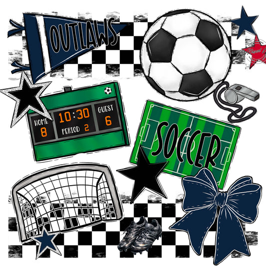 Outlaws Checkers Soccer Design-Navy