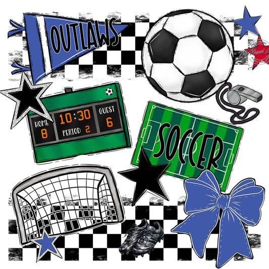 Outlaws Checkers Soccer Design-Off Blue
