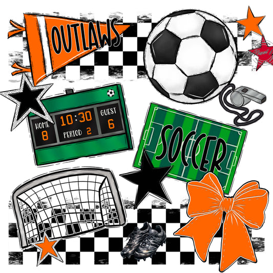 Outlaws Checkers Soccer Design-Orange