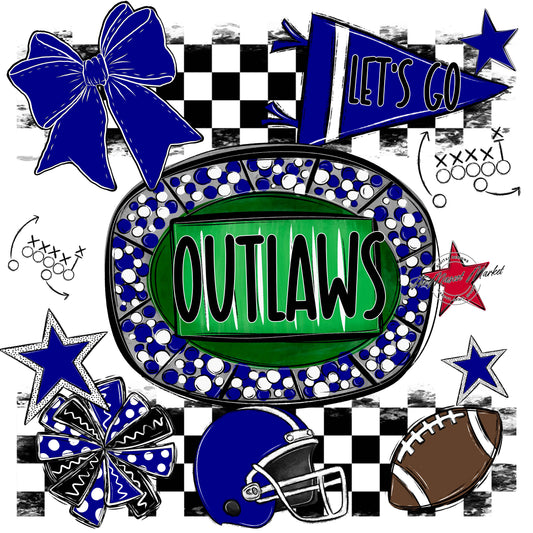 Outlaws Checkers Spirit Design-Blue
