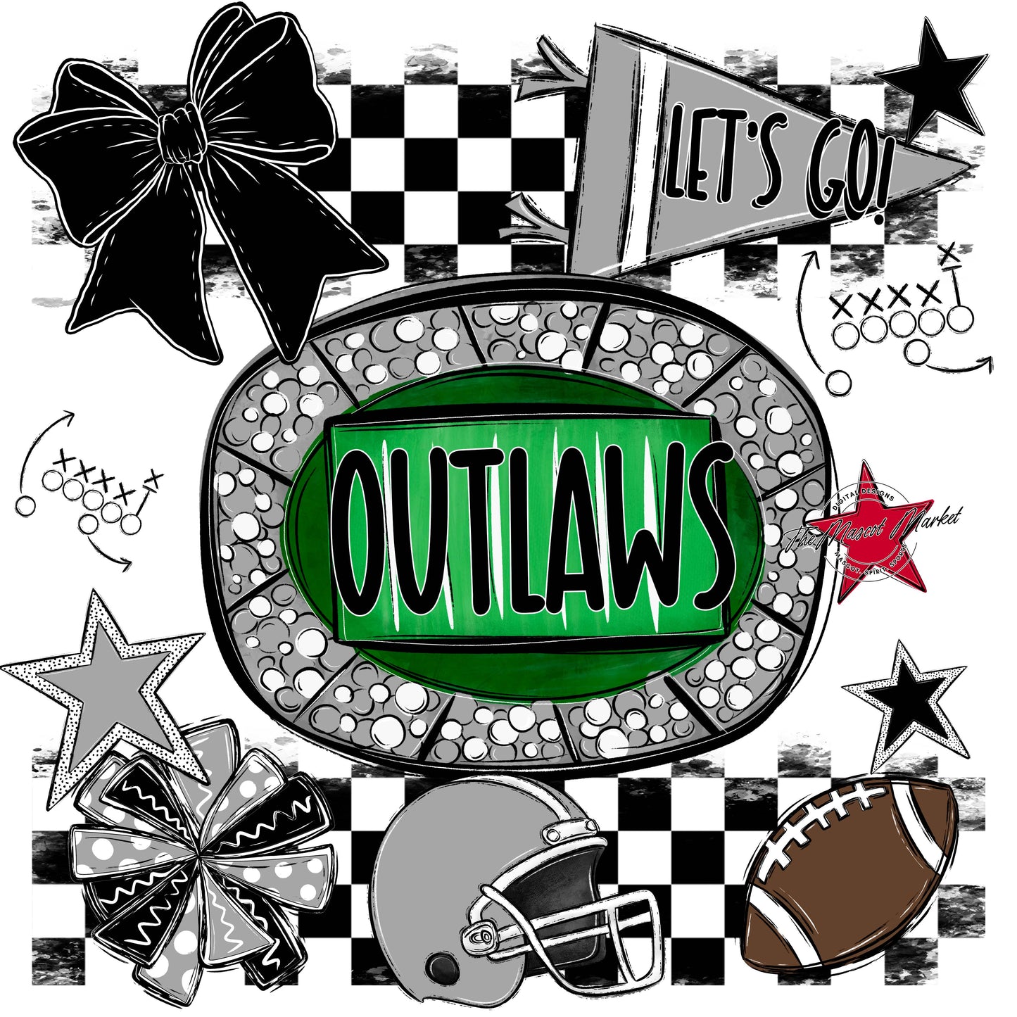Outlaws Checkers Spirit Design-Grey