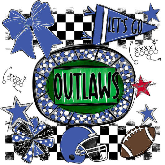 Outlaws Checkers Spirit Design-Off Blue