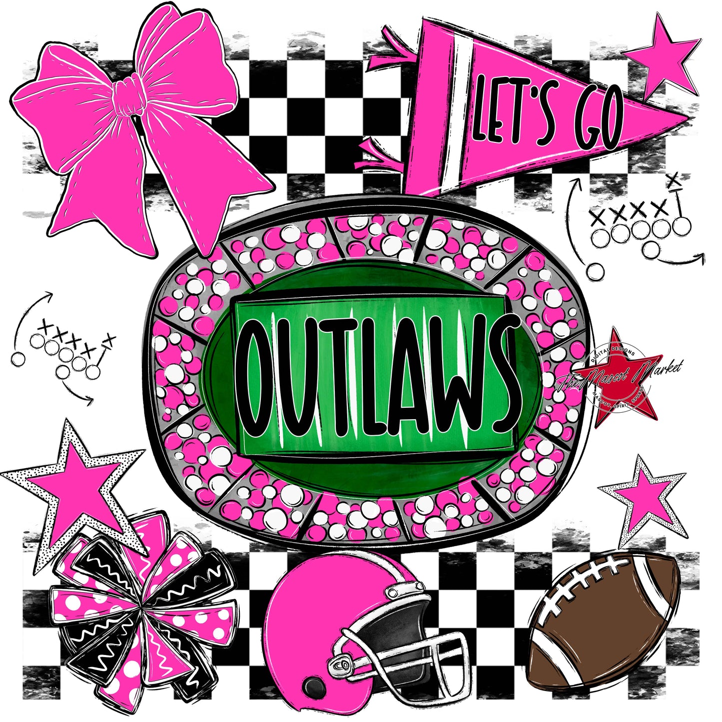 Outlaws Checkers Spirit Design-Pink