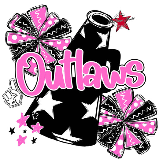 Outlaws Cheer Megaphone Design-Baby Pink