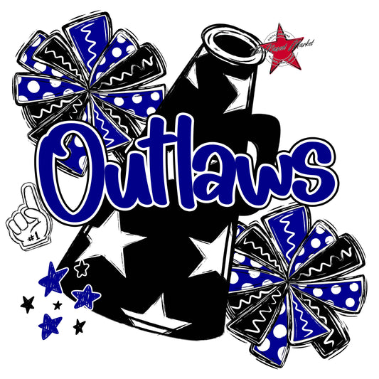 Outlaws Cheer Megaphone Design-Blue