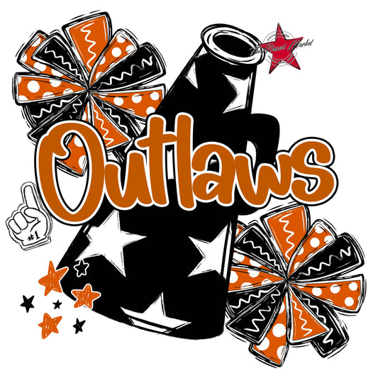 Outlaws Cheer Megaphone Design-Burnt Orange