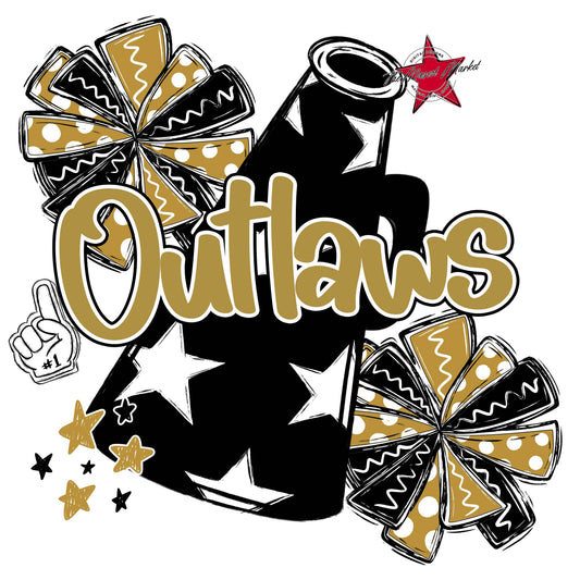 Outlaws Cheer Megaphone Design-Gold