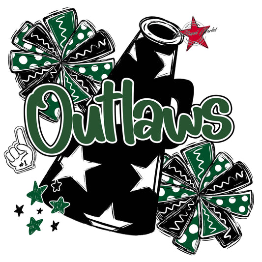 Outlaws Cheer Megaphone Design-Green