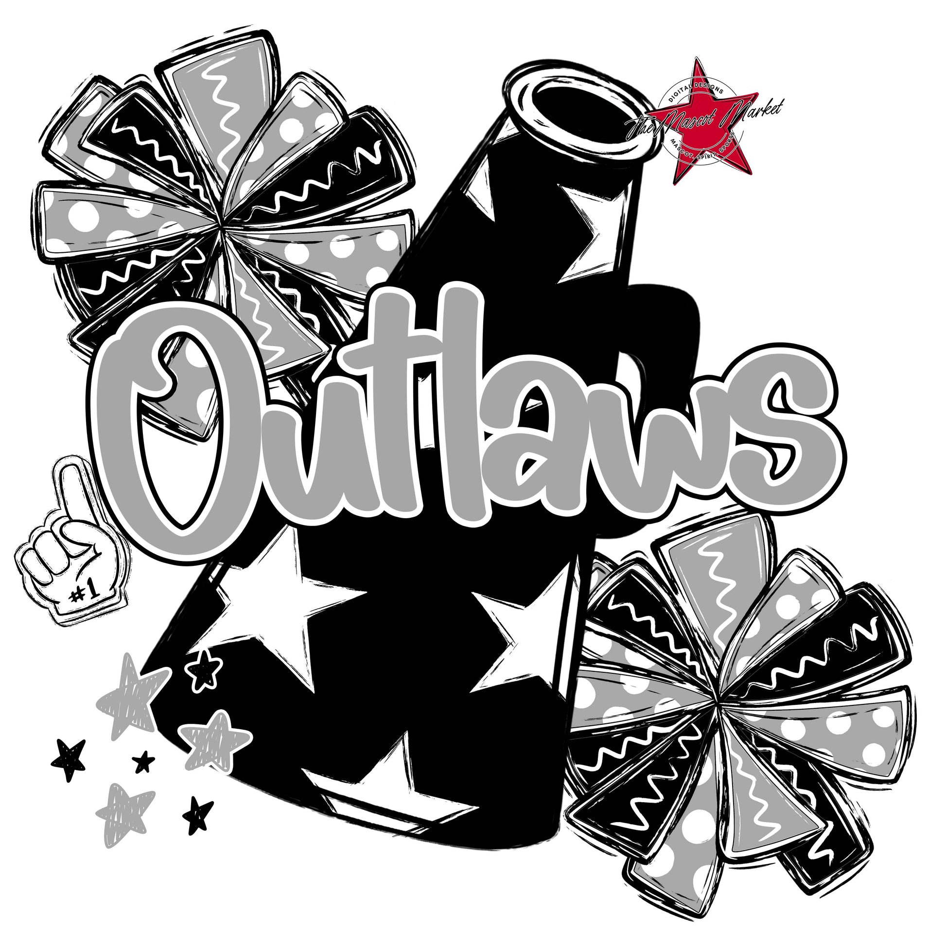 Outlaws Cheer Megaphone Design-Grey