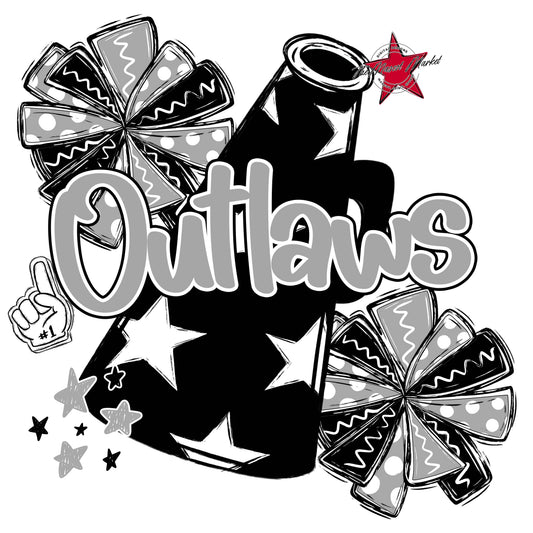 Outlaws Cheer Megaphone Design-Grey