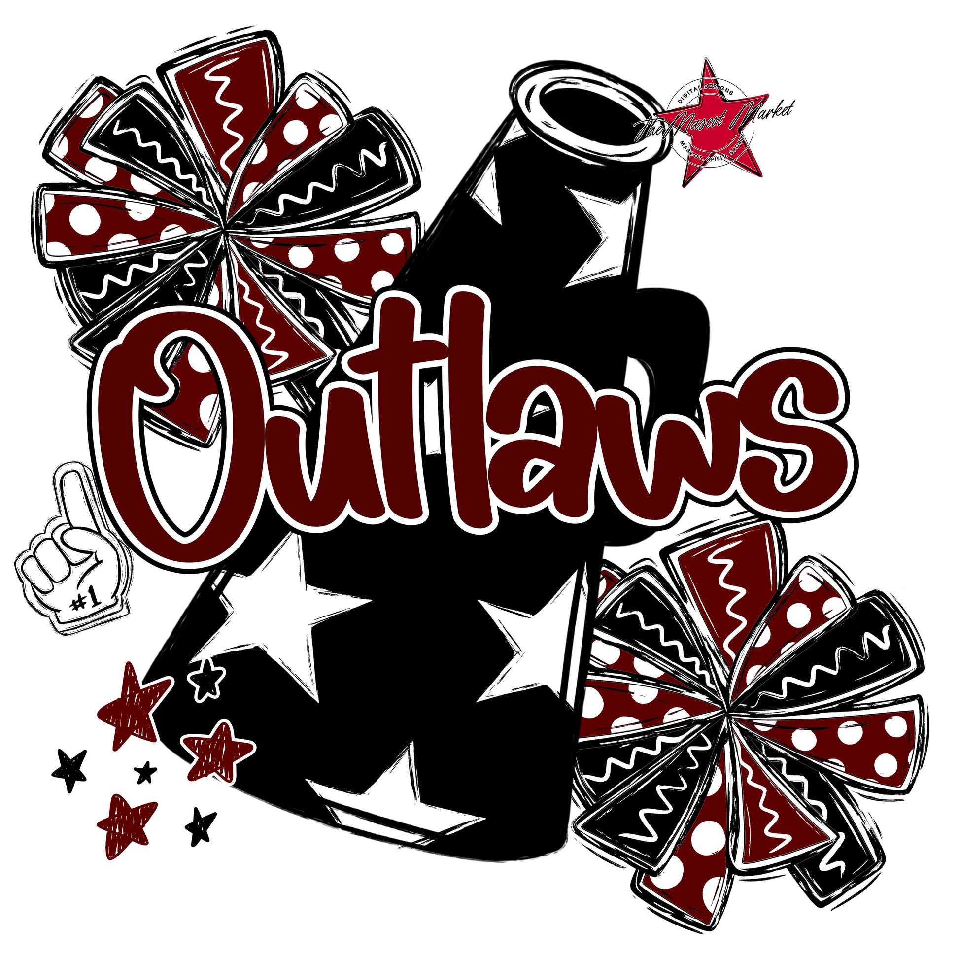 Outlaws Cheer Megaphone Design-Maroon