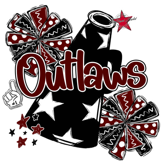 Outlaws Cheer Megaphone Design-Maroon