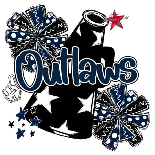 Outlaws Cheer Megaphone Design-Navy