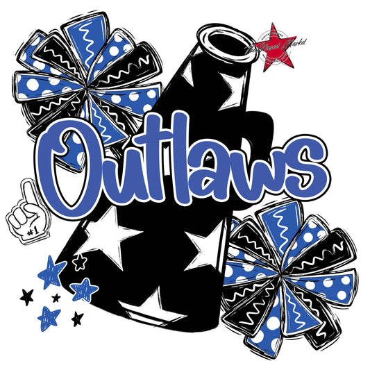 Outlaws Cheer Megaphone Design-Off Blue