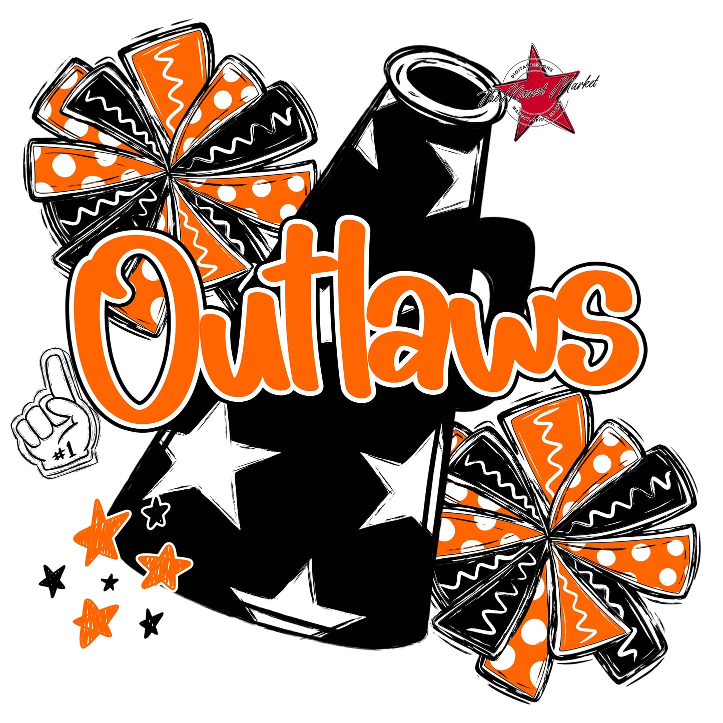 Outlaws Cheer Megaphone Design-Orange