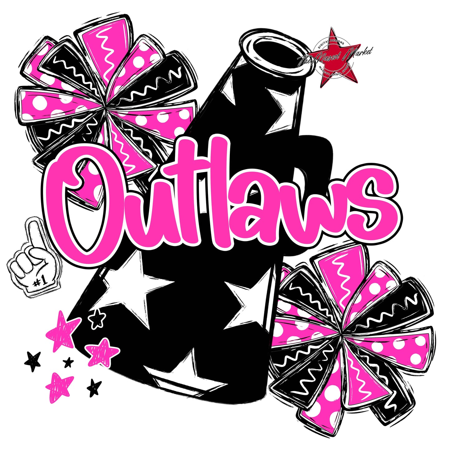 Outlaws Cheer Megaphone Design-Pink