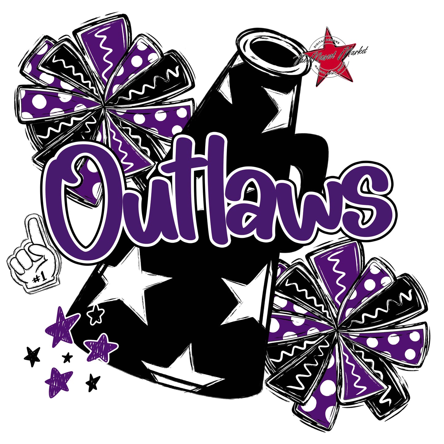 Outlaws Cheer Megaphone Design-Purple