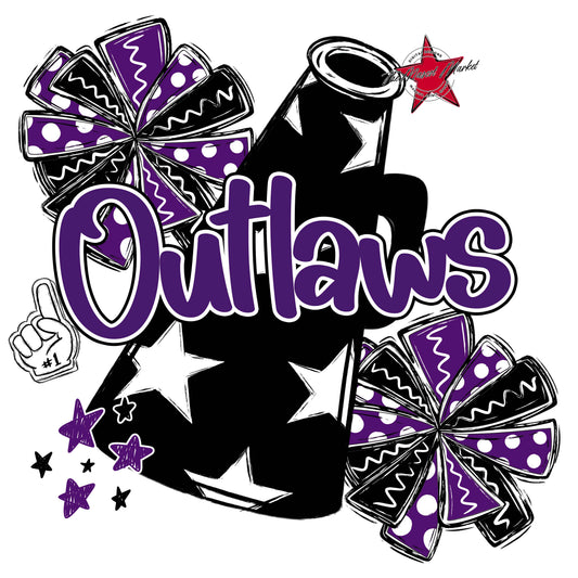 Outlaws Cheer Megaphone Design-Purple