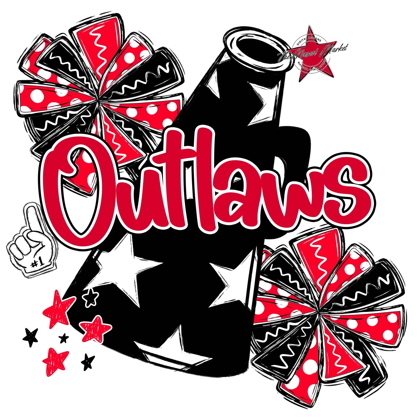 Outlaws Cheer Megaphone Design-Red