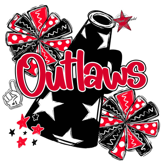 Outlaws Cheer Megaphone Design-Red