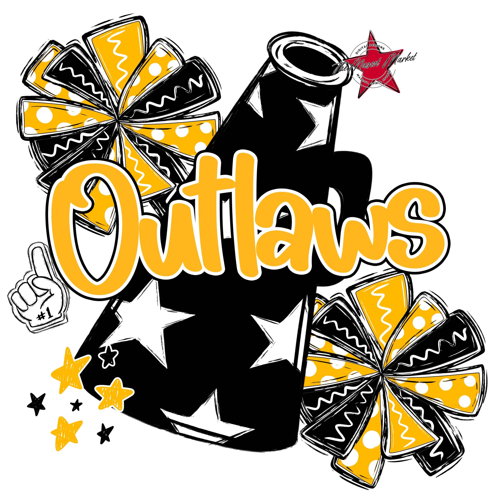 Outlaws Cheer Megaphone Design-Yellow